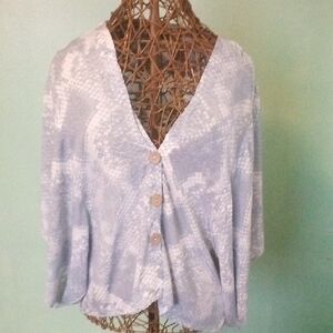 Blue and White Button-Up Cardigan
